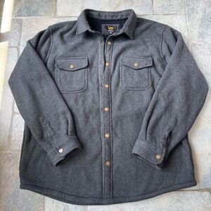 Lee Men's XL Fleece Lined Shirt Jacket‎ Charcoal Gray Workwear Outdoor Shacket